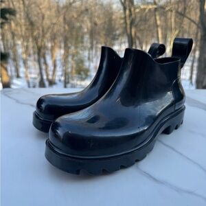 Free People Black Ankle Rain Boots Booties Size 7 Rubber Shoes